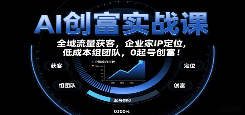 AI创富实战课:企业家IP定位,全域流量获客,低成本组团队,0起号创富!-余宽网创