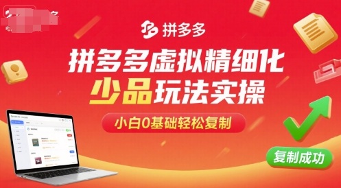 拼多多虚拟精细化少品玩法实操，小白0基础轻松复制-梦痕小札