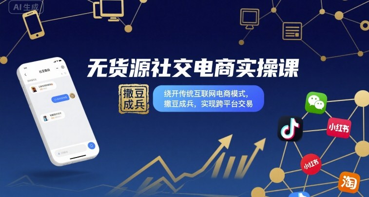 无货源社交电商实操课，绕开传统互联网电商模式，撒豆成兵，实现跨平台交易-梦痕小札