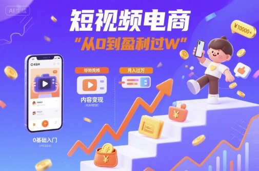 短视频电商：短视频变现从0到盈利过W-余宽网创