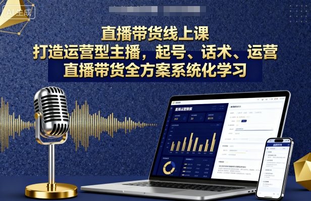 直播带货线上课，打造运营型主播，起号、话术、运营，直播带货全方案系统化学习-余宽网创
