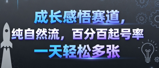 成长感悟赛道，纯自然流，百分百起号率 一天轻松多张-余宽网创