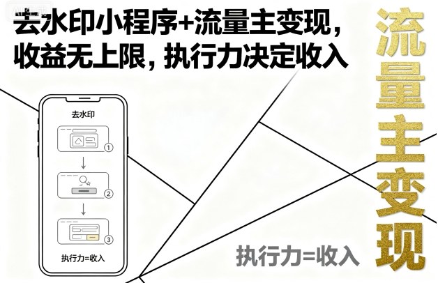 去水印小程序+流量主变现，收益无上限，执行力决定收入-魔逗项目网
