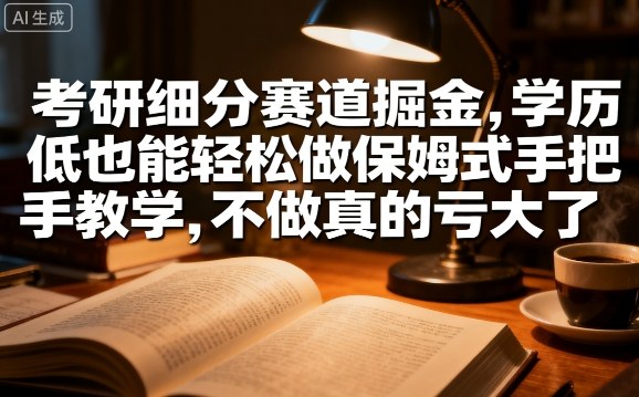 考研细分赛道掘金，日入1k+，学历低也能轻松做保姆式手把手教学，不做真的亏大了【揭秘】-梦痕小札