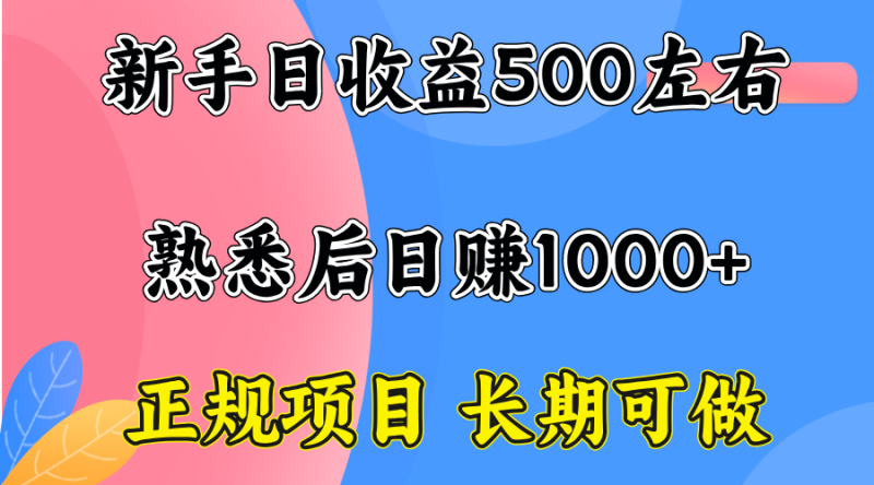 一台电脑，前期日收益300-500，熟练后日入1000左右-余宽网创