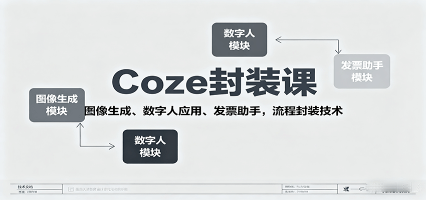 Coze封装课，图像生成、数字人应用、发票助手，流程封装技术-梦痕小札