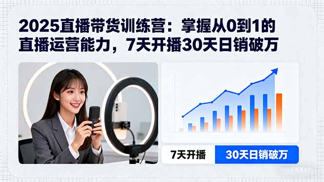 2025直播带货训练营：掌握从0到1的直播运营能力，7天开播30天日销破万-梦痕小札