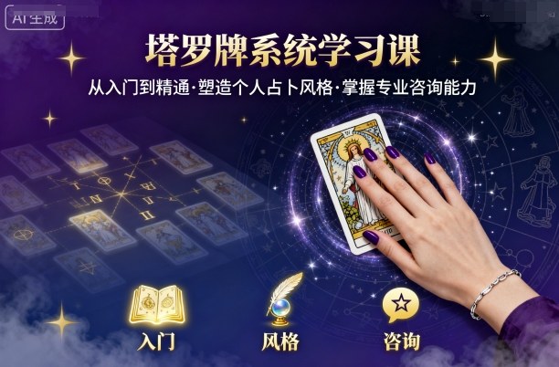 塔罗牌系统学习课，助你从入门到精通，塑造个人占卜风格，掌握专业咨询能力-余宽网创