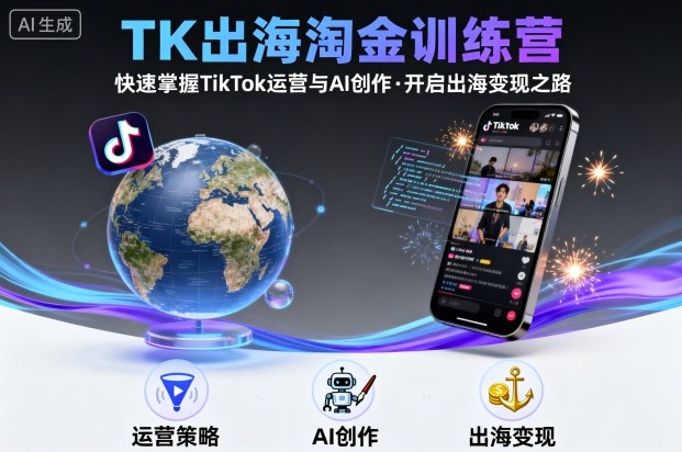 TK出海淘金训练营，助你快速掌握TikTok运营与AI创作，开启出海变现之路-余宽网创