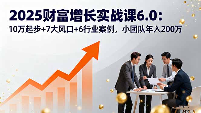 2025财富增长实战课6.0：10万起步+7大风口+6行业案例，小团队年入200万-余宽网创