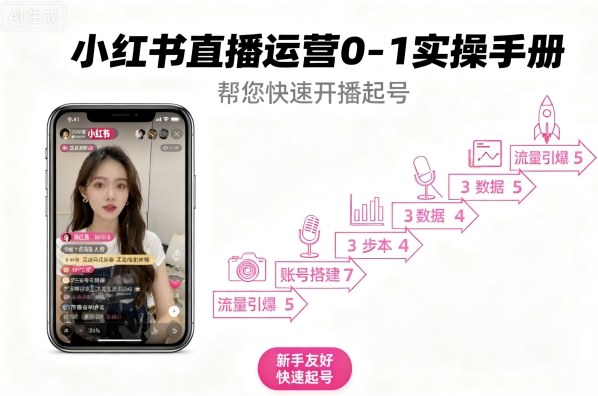 小红书直播运营0-1实操手册，帮您快速开播起号-余宽网创