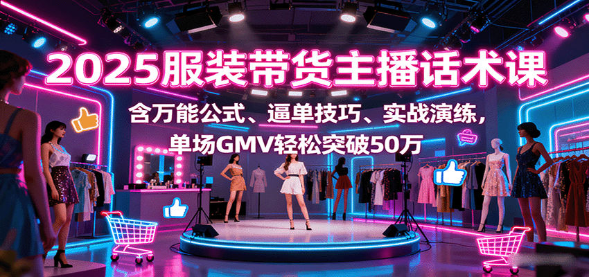 2025服装带货主播话术课，含万能公式、逼单技巧、实战演练，单场GMV轻松突破50万-余宽网创