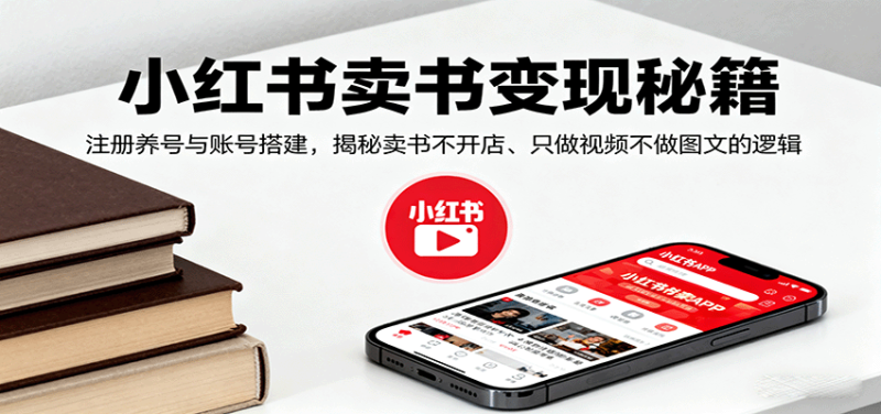 小红书卖书变现秘籍，注册养号与账号搭建，揭秘卖书不开店、只做视频不做图文的逻辑-余宽网创