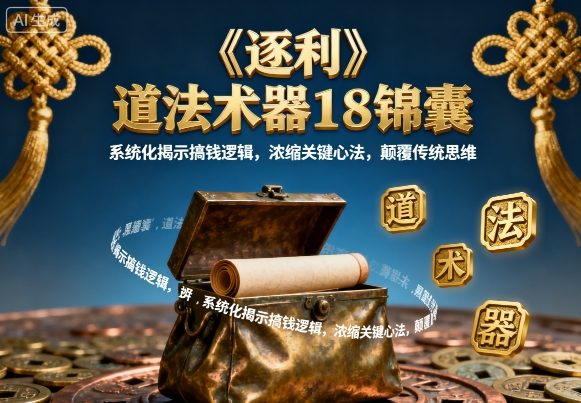 《逐利》道法术器18锦囊，系统化揭示搞钱逻辑，浓缩关键心法，颠覆传统思维-余宽网创