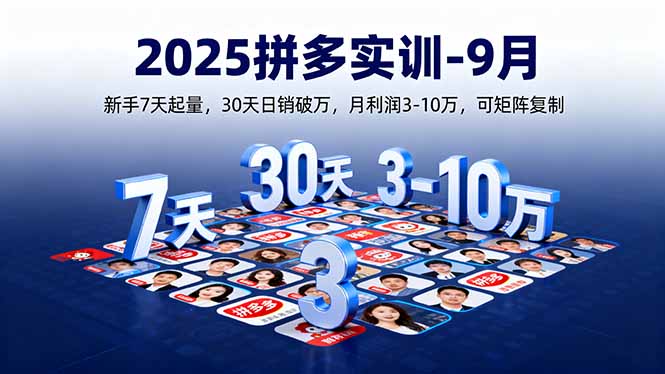 2025拼多多实训-9月：新手7天起量,30天日销破万,月利润3-10万,可矩阵复制-余宽网创
