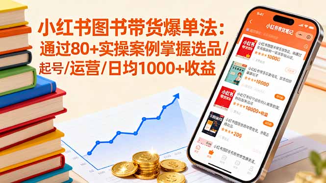 小红书图书带货爆单法：通过80+实操案例掌握选品/起号/运营/日均1000+收益-