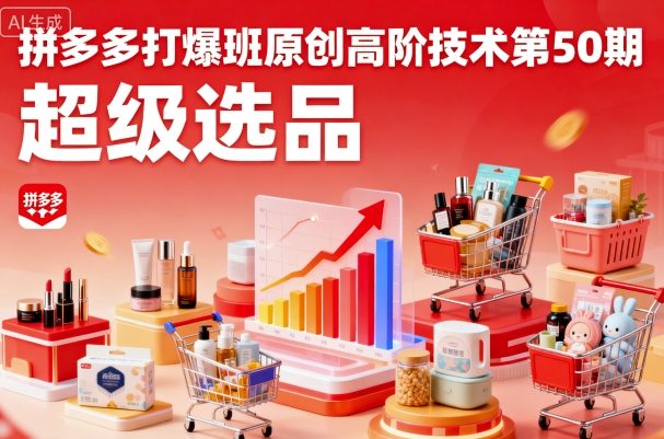 拼多多打爆班原创高阶技术第50期，超级选品-余宽网创
