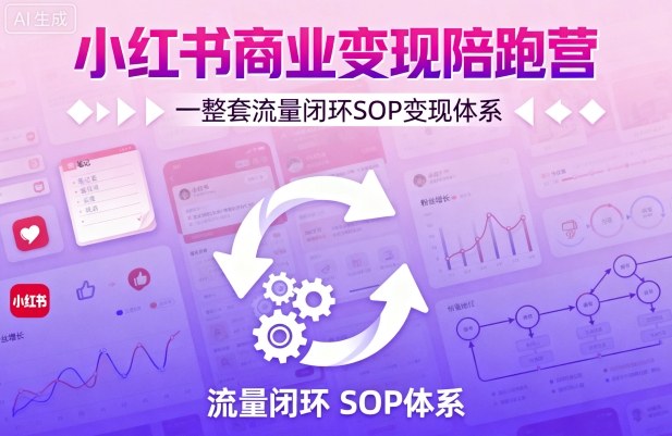 小红书商业变现陪跑营，轻IP矩阵 私域获客 聚光投流，一整套流量闭环SOP变现体系-余宽网创