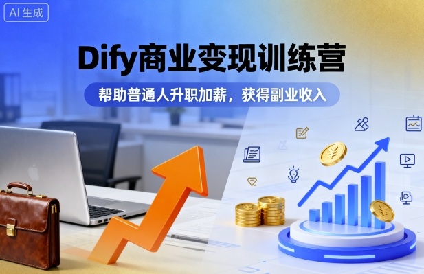 Dify商业变现训练营，帮助普通人升职加薪，获得副业收入-余宽网创