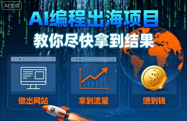 AI编程出海项目，教你尽快拿到结果-做出网站、拿到流量、賺到钱-余宽网创