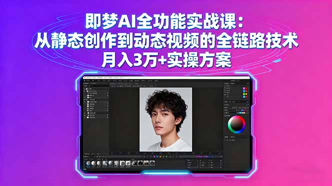 即梦AI全功能实战课：从静态创作到动态视频的全链路技术 月入3万+实操方案-