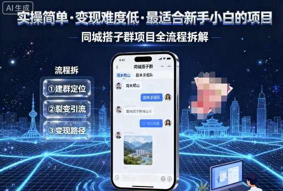 实操简单，变现难度低，最适合新手小白做的项目，每天轻松收入3张，同城搭子群项目全流程拆解-