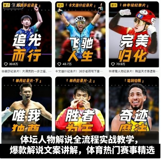 体坛人物解说全流程实战教学，爆款解说文案讲解，体育热门赛事精选-