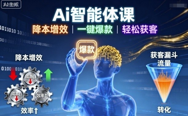 Ai智能体课，降本增效，一键爆款，轻松获客-余宽网创