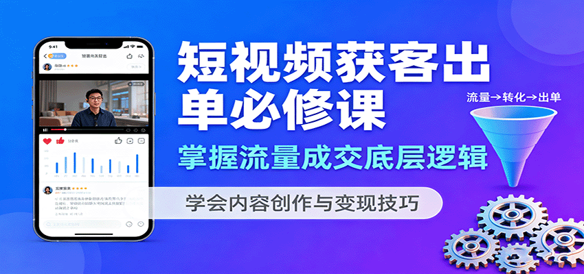 短视频获客出单必修课：掌握流量成交底层逻辑，学会内容创作与变现技巧-余宽网创