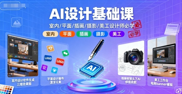 AI设计基础课，室内、平面、插画、摄影、美工设计师必学的-余宽网创