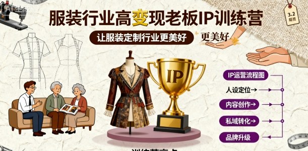 服装行业高变现老板IP训练营，让服装定制行业更美好-余宽网创