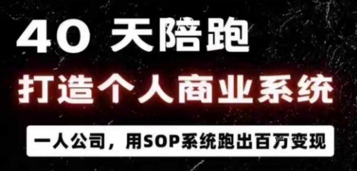 40天陪跑打造个人商业系统，一人公司，用SOP系统跑出百W变现-余宽网创