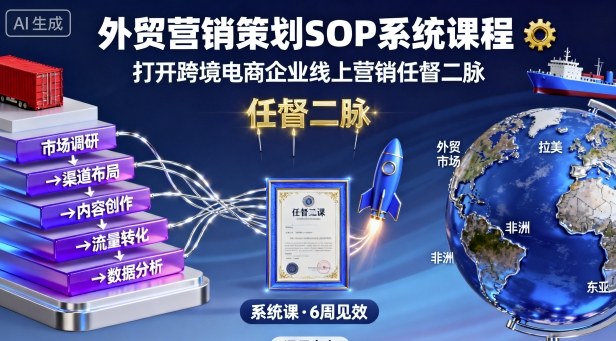 外贸营销策划SOP系统课程，打开跨境电商企业线上营销任督二脉-余宽网创