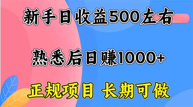 新手日收益500+ 正规项目 长期可做-佐思资源网下载-专注于互联网平台分享平台