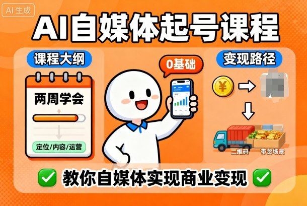 AI自媒体起号课程，0基础小白两周学会，教你自媒体实现商业变现-佐思资源网下载-专注于互联网平台分享平台