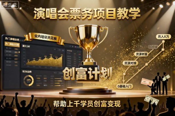 演唱会票务项目教学，业内培训天花板，帮助上千学员创富变现-佐思资源网下载-专注于互联网平台分享平台