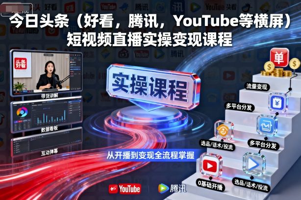今日头条(好看，腾讯，YouTube等横屏)短视频直播实操变现课程-佐思资源网下载-专注于互联网平台分享平台
