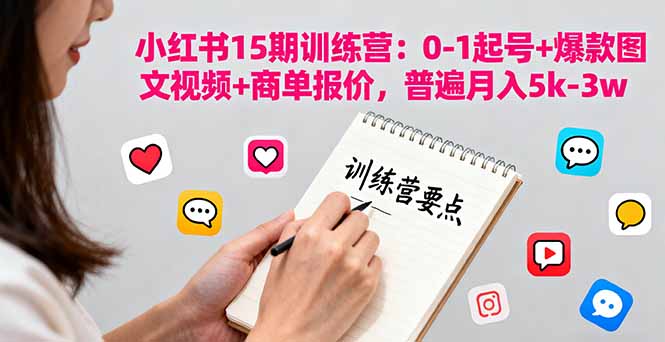 小红书15期训练营：0-1起号+爆款图文视频+商单报价，普遍月入5k-3w-佐思资源网下载-专注于互联网平台分享平台