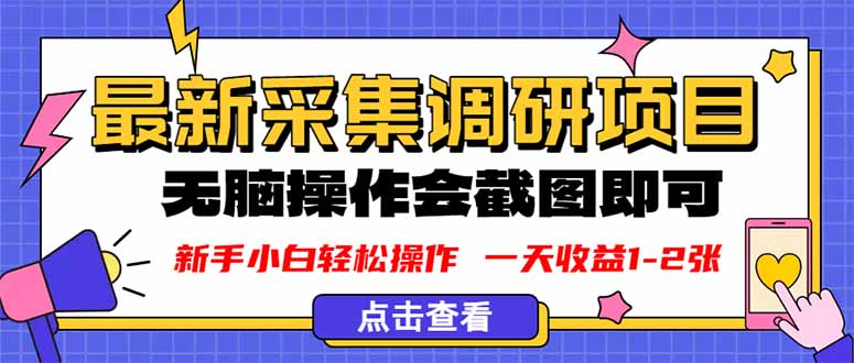 新版采集调研项目，截图上传即可，无脑操作，日收益1-2张-佐思资源网下载-专注于互联网平台分享平台