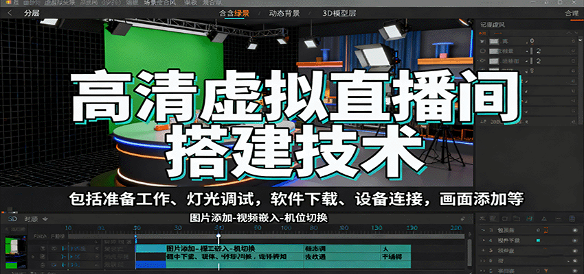 高清虚拟直播间搭建技术，包括准备工作、灯光调试，软件下载、设备连接，画面添加等-佐思资源网下载-专注于互联网平台分享平台