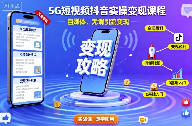 5G短视频抖音实操变现课程，自媒体，无谓引流变现-佐思资源网下载-专注于互联网平台分享平台