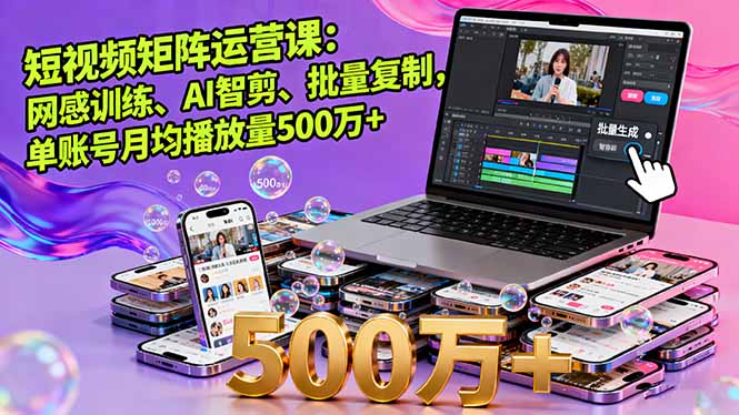短视频矩阵运营课：网感训练、AI智剪、批量复制，单账号月均播放量500万+-佐思资源网下载-专注于互联网平台分享平台