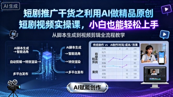 短剧推广干货之利用AI做精品原创短剧视频实操课，小白也能轻松上手-佐思资源网下载-专注于互联网平台分享平台