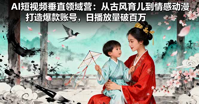 AI短视频垂直领域营：从古风育儿到情感动漫，打造爆款账号,日播放量破百万-佐思资源网下载-专注于互联网平台分享平台
