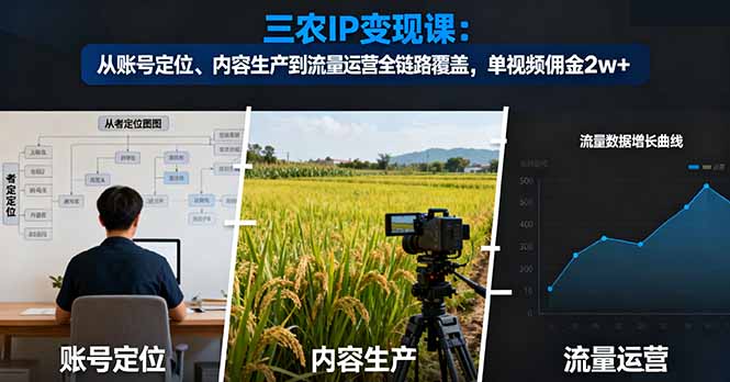 三农IP变现课：从账号定位、内容生产到流量运营全链路覆盖，单视频佣金2w+-佐思资源网下载-专注于互联网平台分享平台
