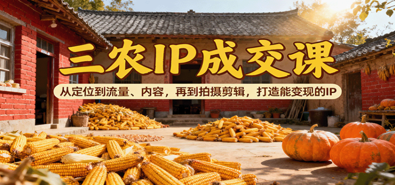 三农IP成交课:从定位到流量、内容,再到拍摄剪辑,打造能变现的IP-余宽网创