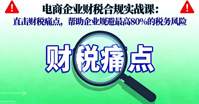 电商企业财税合规实战课，直击财税痛点，帮助企业规避最高80%的税务风险-佐思资源网下载-专注于互联网平台分享平台