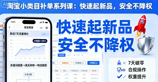 淘宝小类目补单系列课，快速起新品，安全不降权-佐思资源网下载-专注于互联网平台分享平台