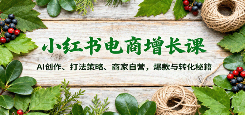 小红书电商增长课:AI创作、打法策略、商家自营,爆款与转化秘籍-余宽网创