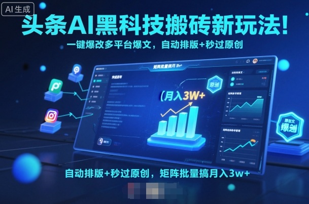 头条AI黑科技搬砖新玩法！一键爆改多平台爆文，自动排版+秒过原创，矩阵批量搞月入3w+【揭秘】-佐思资源网下载-专注于互联网平台分享平台